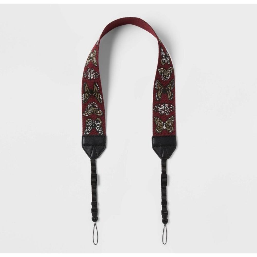 heyday Camera Strap – Dark Purple Butterfly Pattern – Adjustable – New
